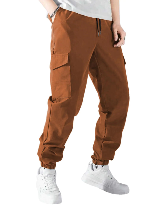 ZAFUL Mens Jogger Cargo Pant Elastic Waist Drawstring Straight Leg Sweatpants Lightweight Casual Trousers with Pockets (1-Camel L) - RRITAAJSHOP