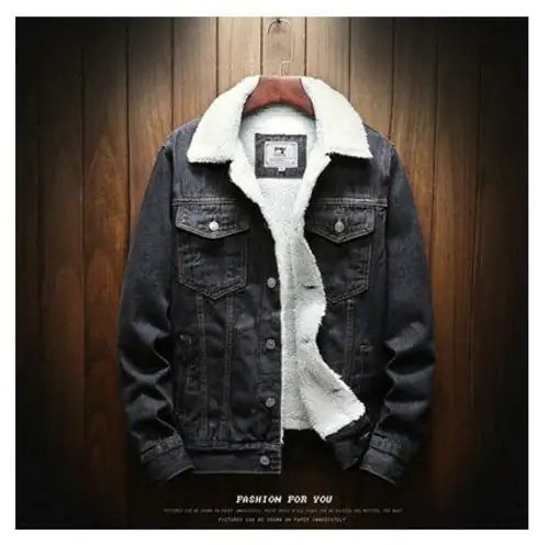 Men Light Blue Winter Jean Jackets Outerwear Warm Denim Coats New Men - RRITAAJSHOP