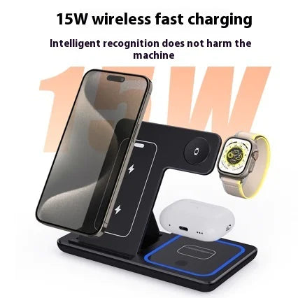 3 In 1 LED Fast Wireless Charger Stand Foldable Charging Station - RRITAAJSHOP