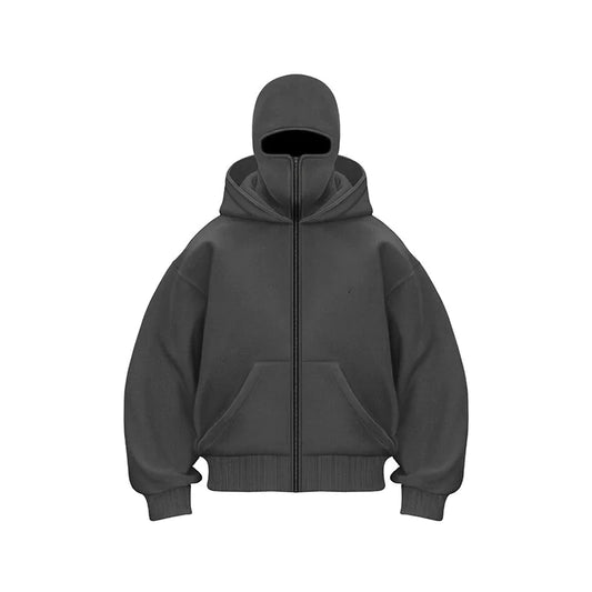 Double Hood Fleece-Lined Sweater - RRITAAJSHOP