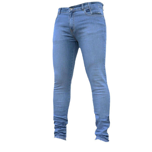 Maiyifu-GJ Mens Stretchy Ripped Skinny Biker Jeans Slim Fit Denim Pants Zipper Pencil Pant Trousers (Light Bluec2Medium) - RRITAAJSHOP