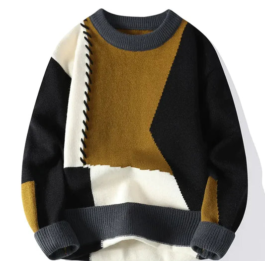 Vintage Men's Color Block Knit Sweater - RRITAAJSHOP