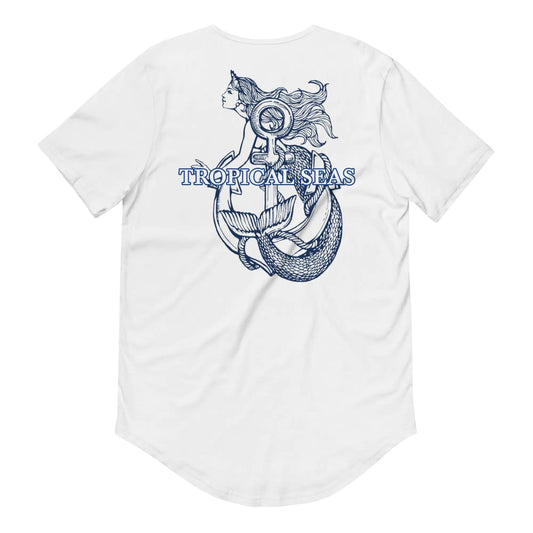 Men's Curved Hem Ancient Mermaid Anchor T-Shirt - RRITAAJSHOP